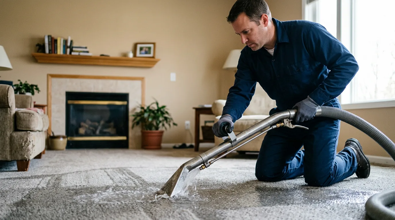Water damage restoration technician working near Long Island, VA